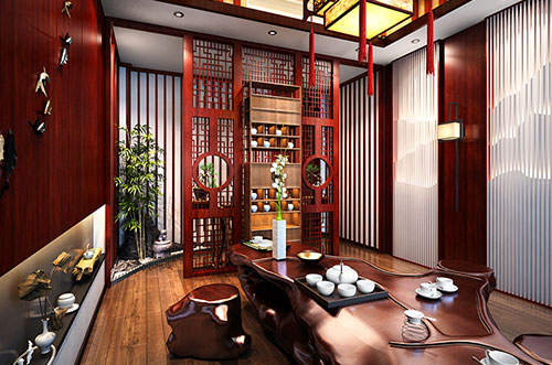 浙江舟山劉總50平辦公室茶室古典風格裝飾效果圖