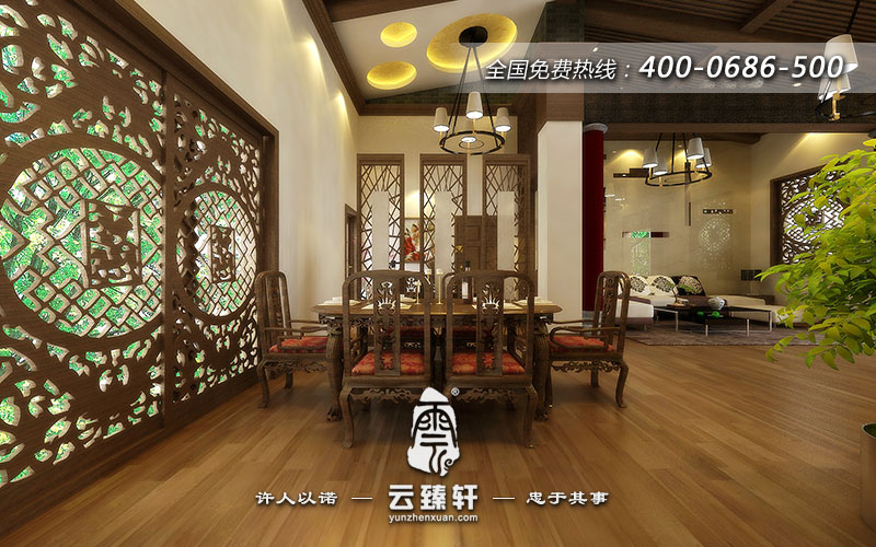 客廳中圍合餐桌的一角是那么安靜、清爽