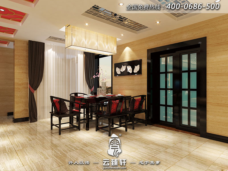 中式餐廳室內(nèi)效果圖