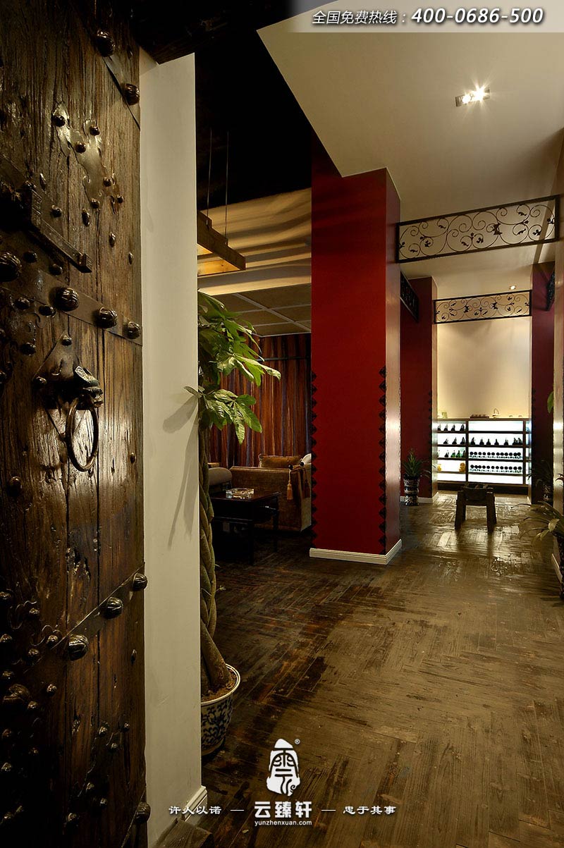 中式辦公室接待區設計效果圖