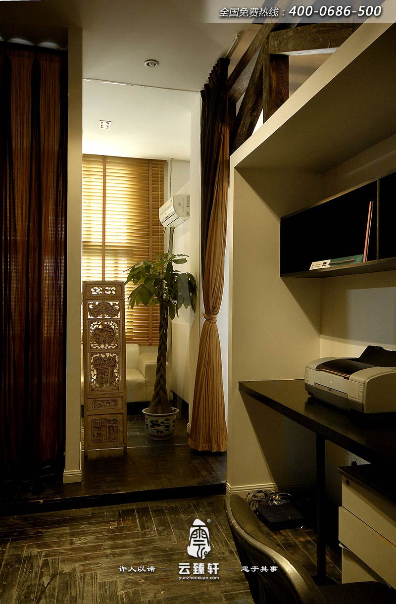 中式辦公室打印區域效果圖