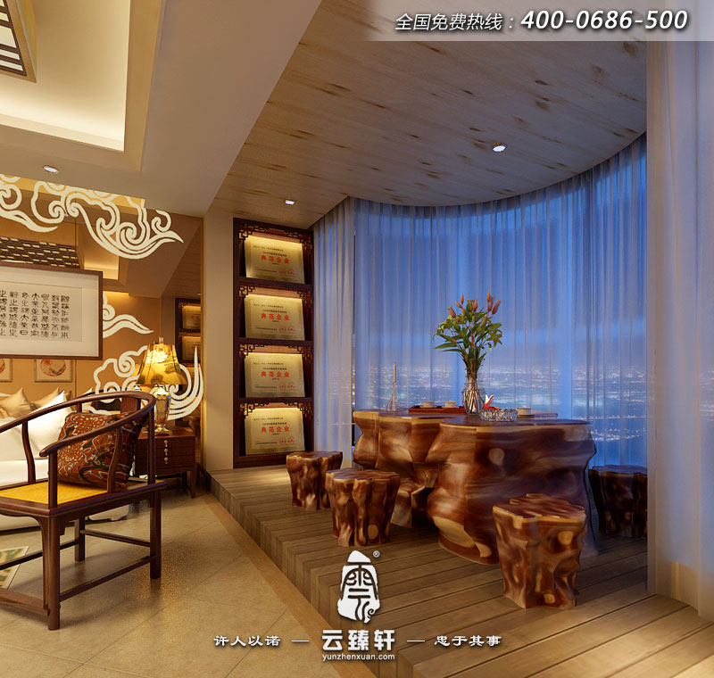 景觀陽臺改成茶室效果圖